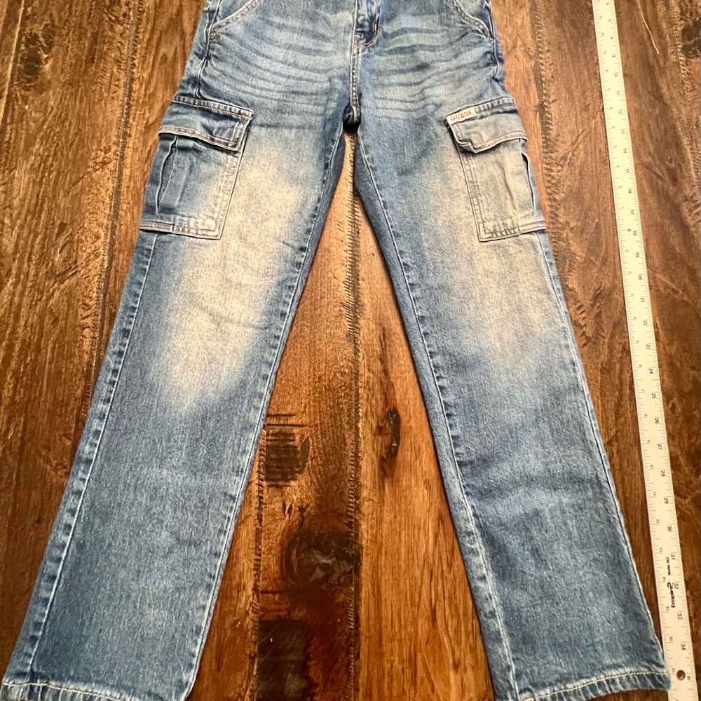 Vintage 90s Y2K Kids Guess Jeans Cargo Pocket Adjustable Waist  Size  10
